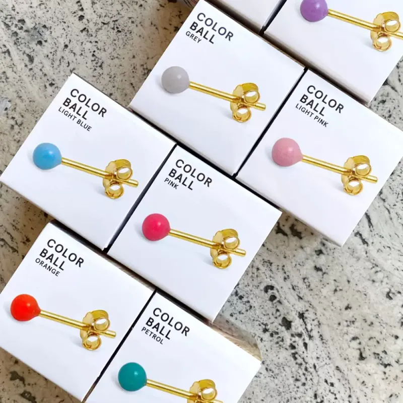 Color Ball Ørering 1 stk Light Pink