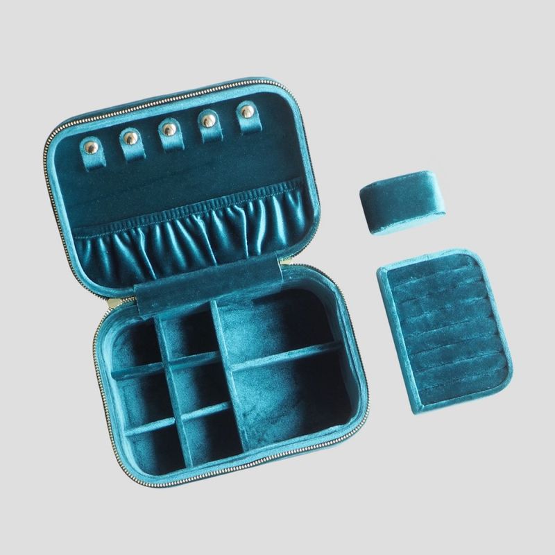 Stort smykkeskrin i velur svart