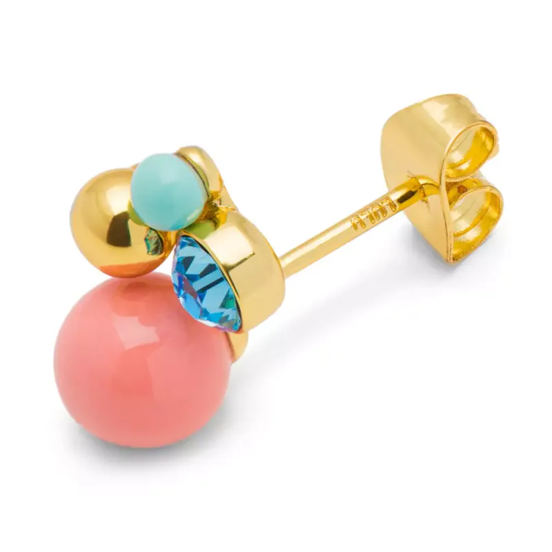 Bouquet Burnt Coral Ørering 1 stk Forgyldt