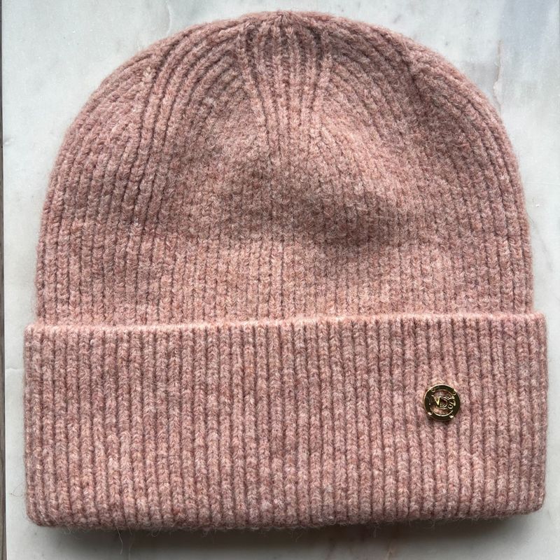 Strikket Lue - Rosa Melert