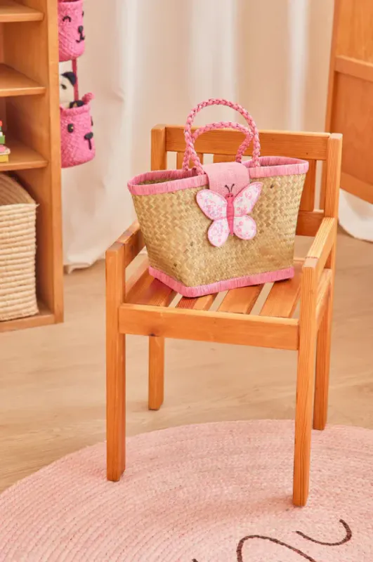 Lille Raffia Barneveske- Rosa
