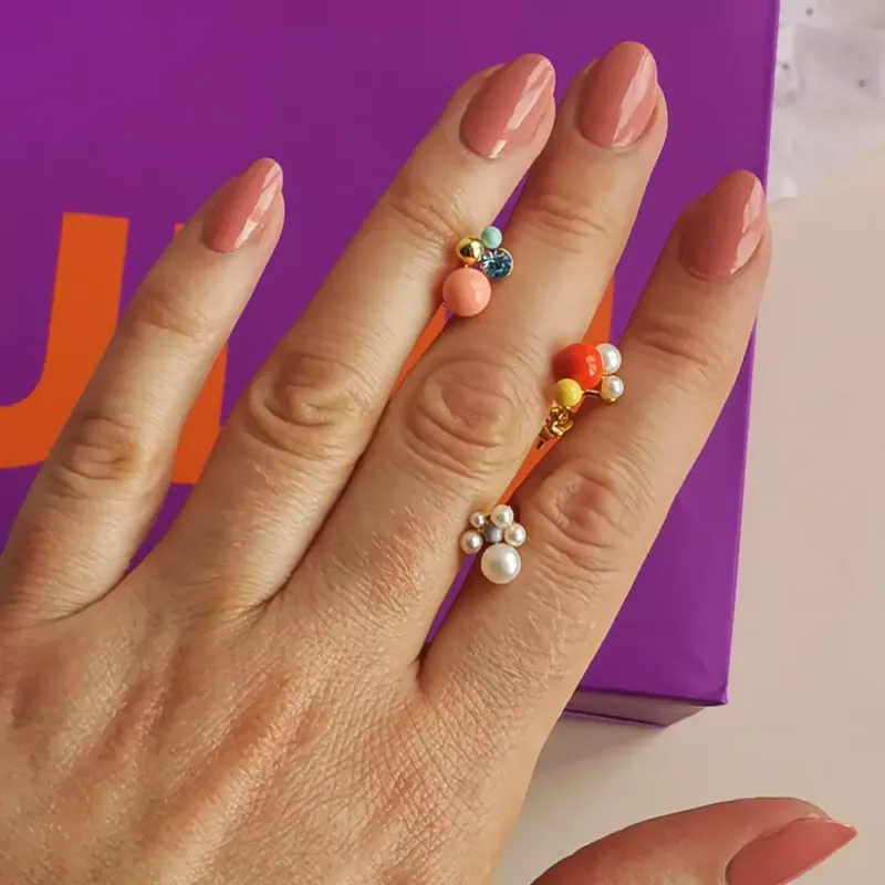 Bouquet Burnt Coral Ørering 1 stk Forgyldt